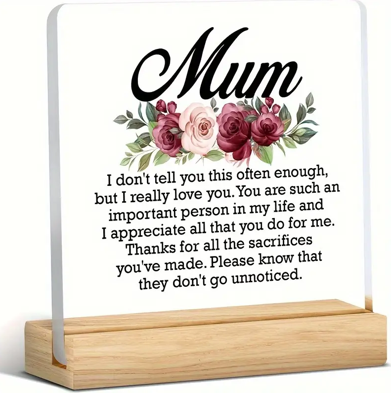 ‘Thank You Mom’ Acrylic Desk Plaque
