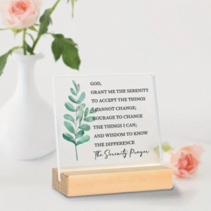 Modern Inspirational Acrylic Decorative Sign with Wooden Base