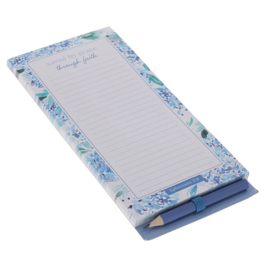 Saved by Grace Through Faith Magnetic Notepad with Pencil - Image 3