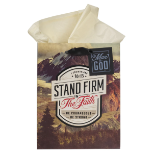 Stand Firm in the Faith Be Courageous Be Strong Medium Gift Bag with Gift Tag
