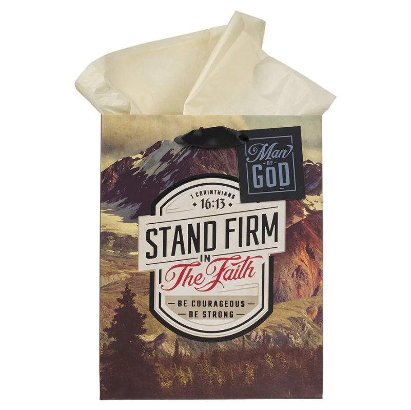 Stand Firm in the Faith Be Courageous Be Strong Medium Gift Bag with Gift Tag