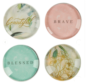 Brave, Blessed, Beautiful Glass Magnetic Set Of 4