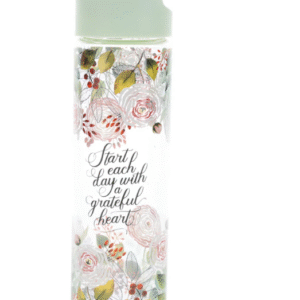 Start Each Day with a Grateful Heart Glass Water Bottle