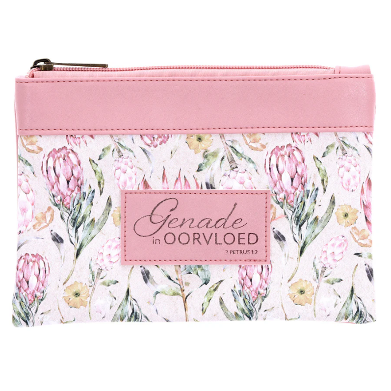 Genade in Oorvloed Fynbos Afrikaans Faux Leather Zipper Pouch
