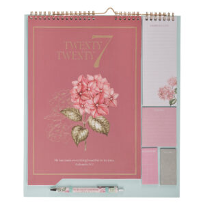 2027 rose and hydrangeas calendar and stationery set with pen