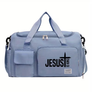 1pc, Jesus Pattern Printed Single Shoulder Travel Bag -Blue