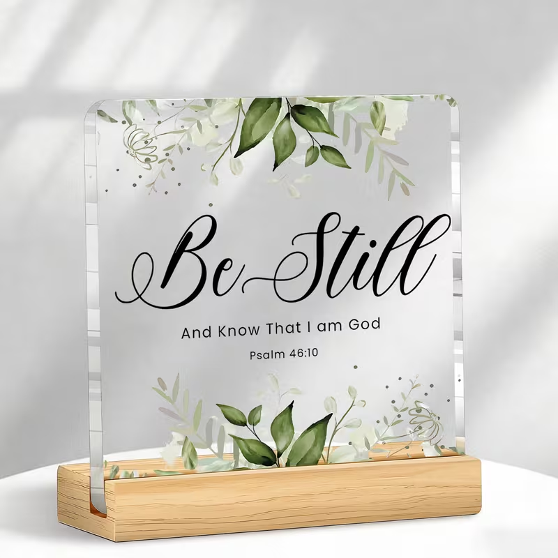 "Stillness Knows" Bible Verse Acrylic Ornament - Image 4