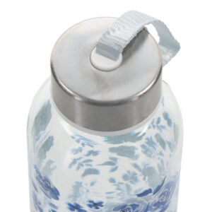 Hope glass water bottle with blue floral artwork and Psalm 71:14 design