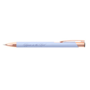 Rejoice in the Lord metal ballpoint pen in tube with rose-gold hardware inspired by Philippians 4:4