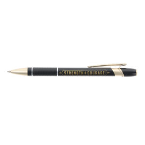 Strength and Courage black metal ballpoint pen in tube inspired by Joshua 1:9